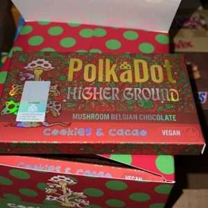 The Polkadot Cookies and Cacao Belgian Chocolate Bar is a delectable treat that combines the richness of Belgian chocolate with the crunchy texture of cookies.