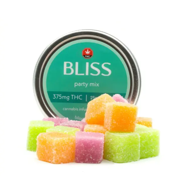 buy Bliss PARTY Mix 375mg Gummies. Each piece contains 25mg of THC · Package contains a total of 375mg THC · Flavours include ...